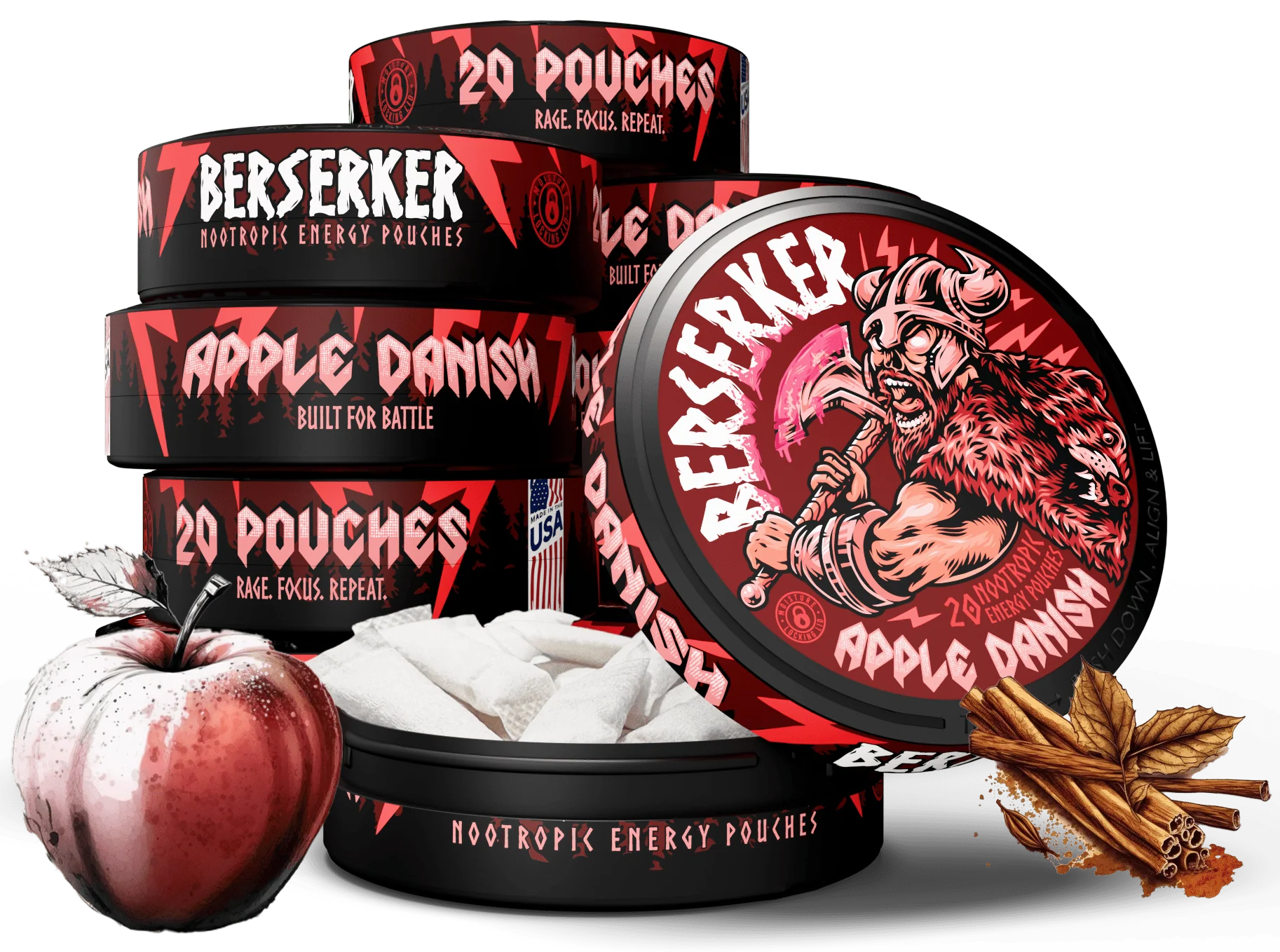 Berserker Caffeine Pouches - Apple Danish - Image 10