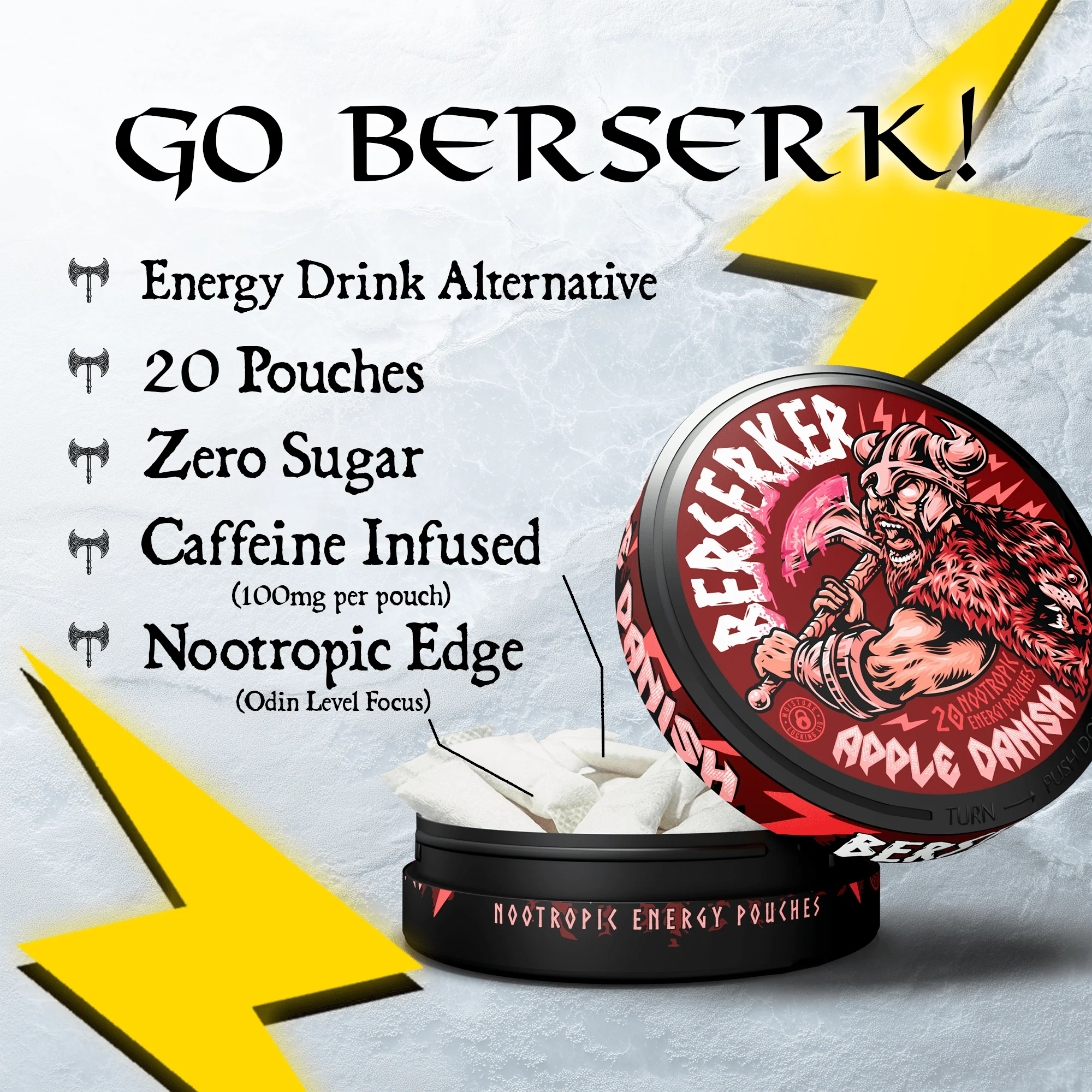 Berserker Caffeine Pouches - Apple Danish - Image 4