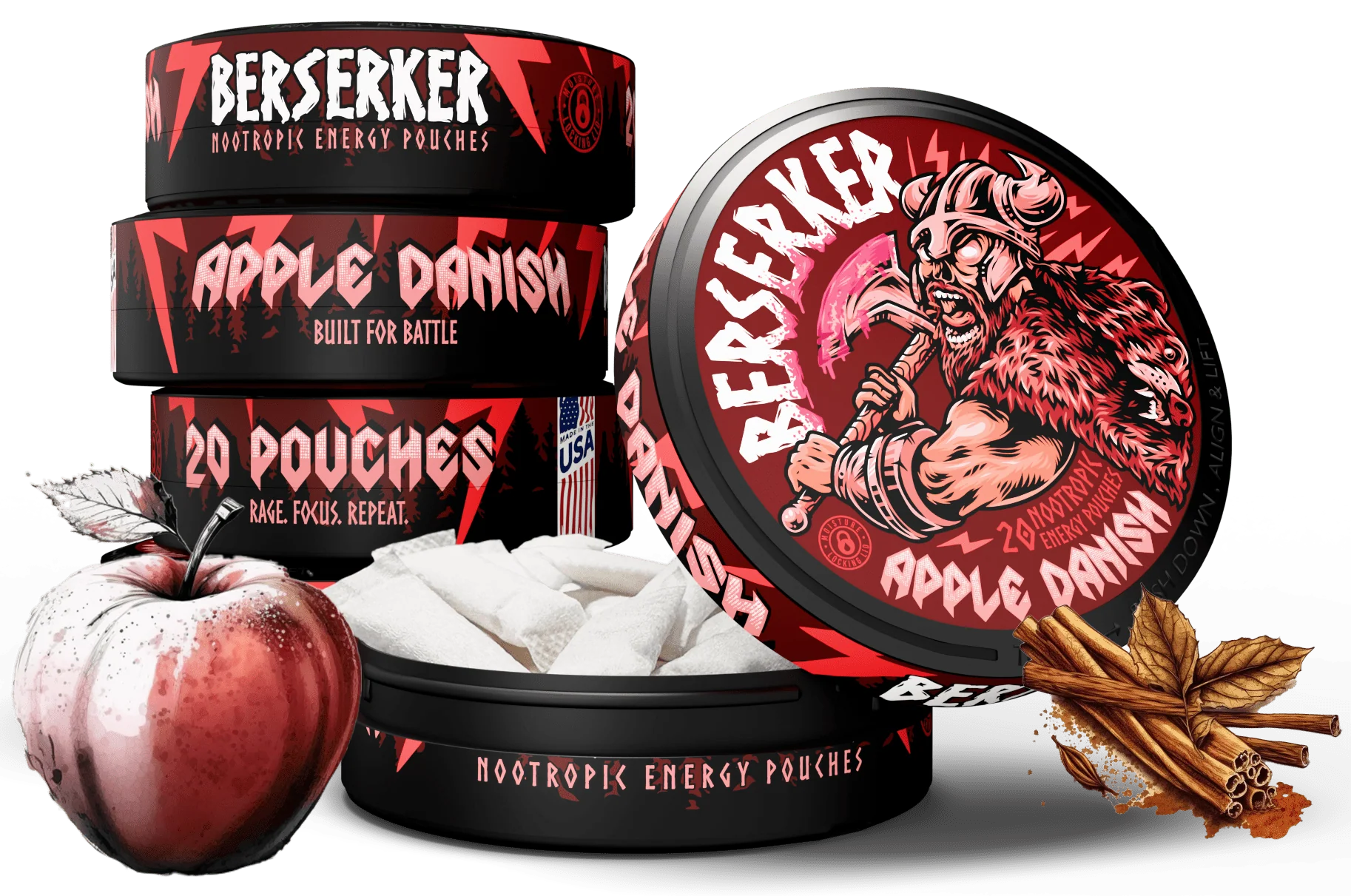 Berserker Caffeine Pouches - Apple Danish - Image 9