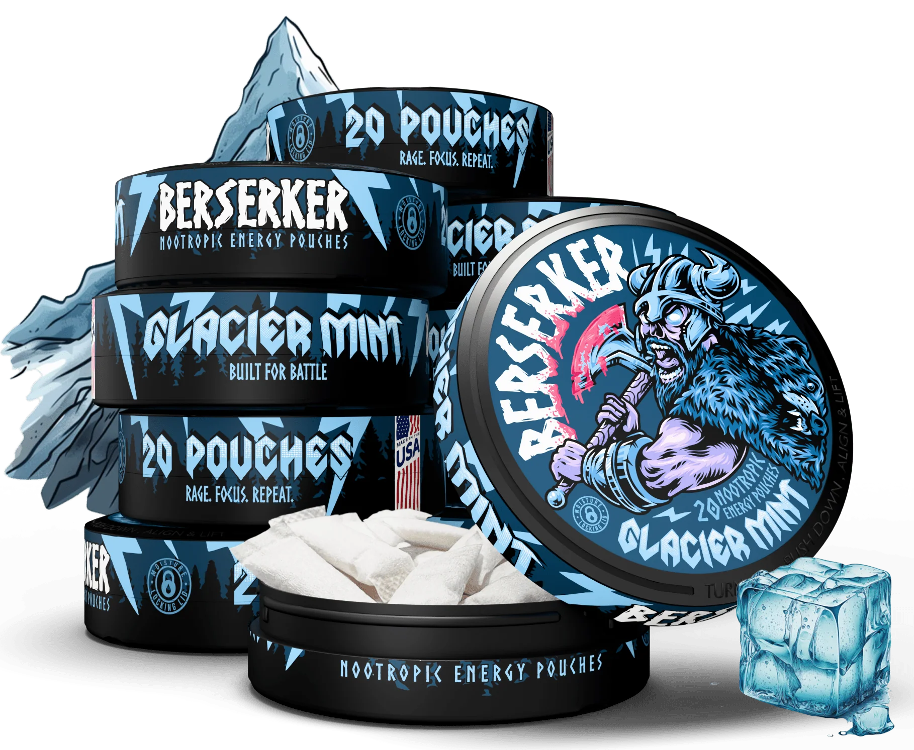 Berserker Caffeine Pouches - Glacier Mint - Image 10