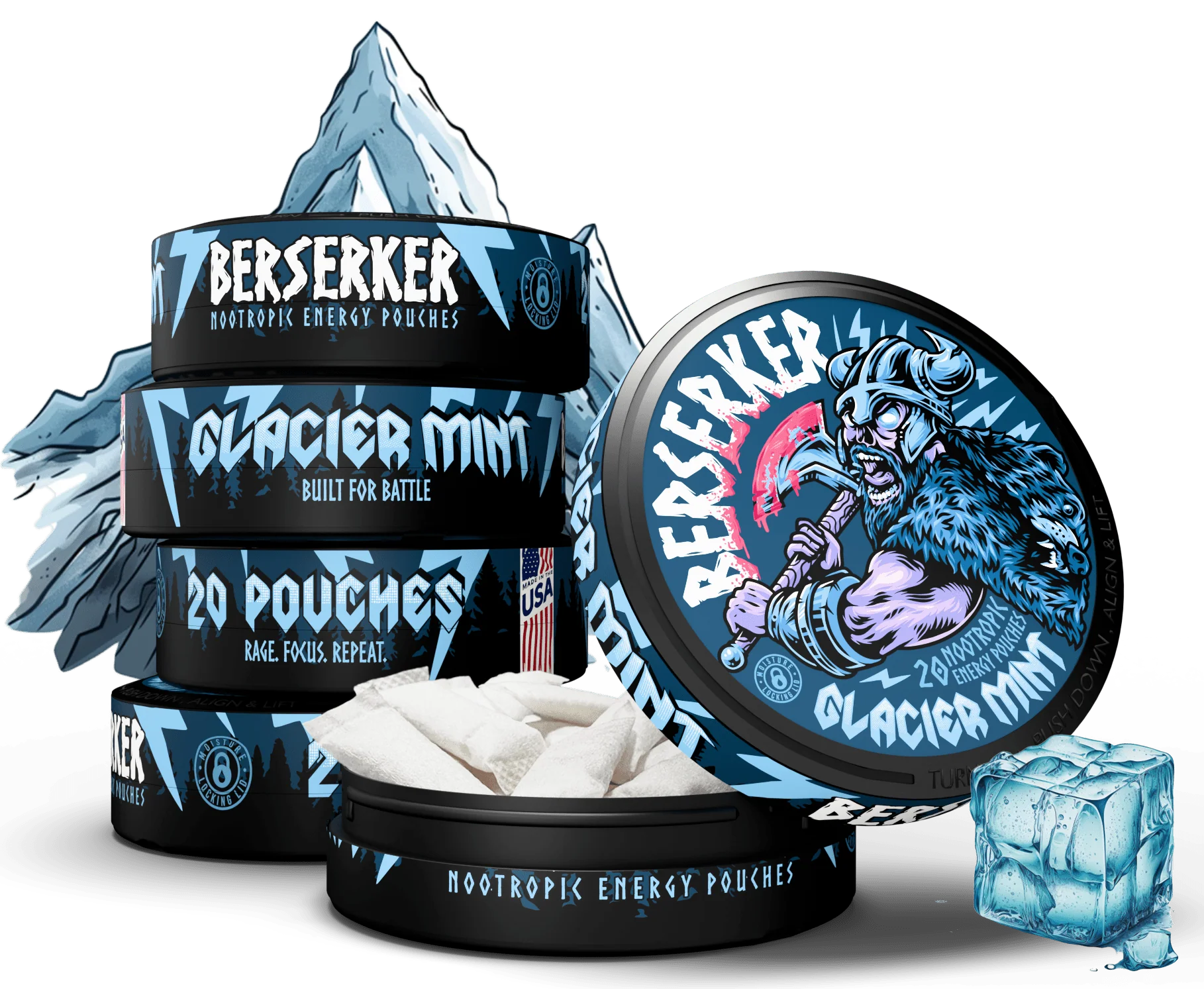 Berserker Caffeine Pouches - Glacier Mint - Image 9