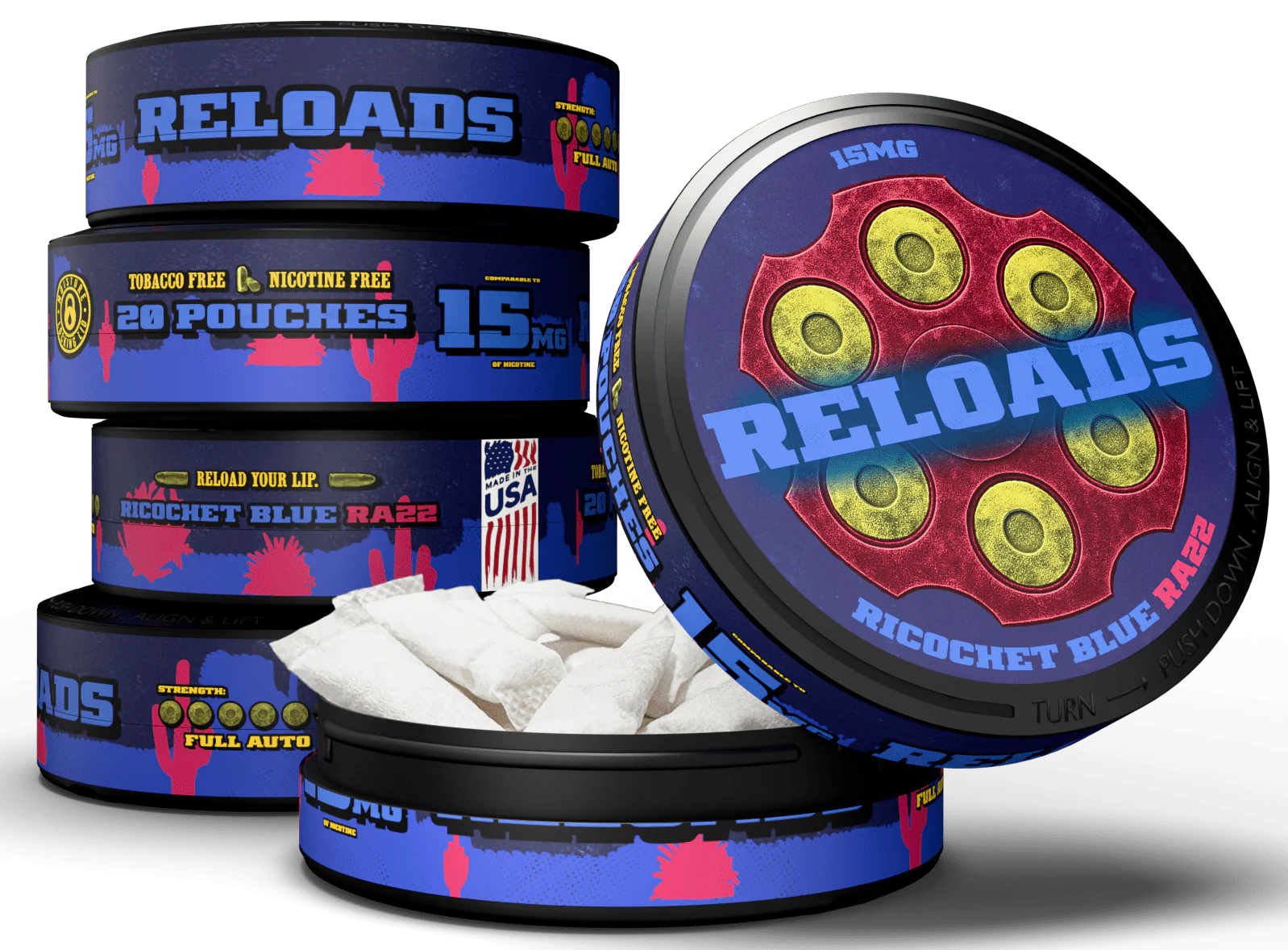 Reloads Ricochet Blue Razz Pouches - Image 13